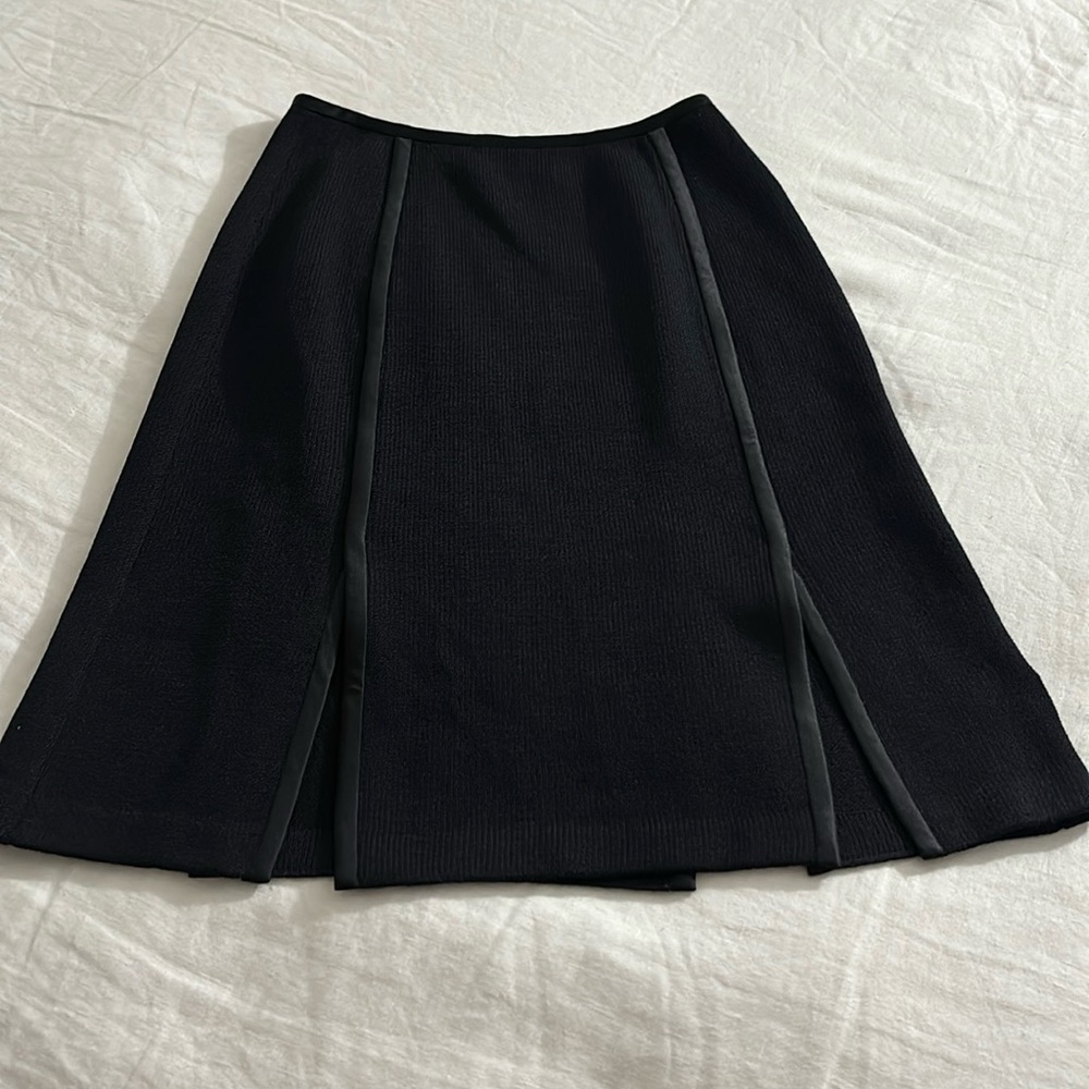 St. John Collection Black Knit Side Slits A Line Skirt